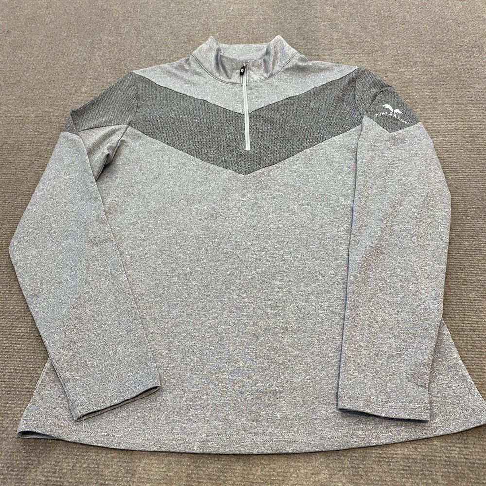 Footjoy Sweater Womens Small Gray 1/4 Zip Pullover Stretch Timarron Golf Logo